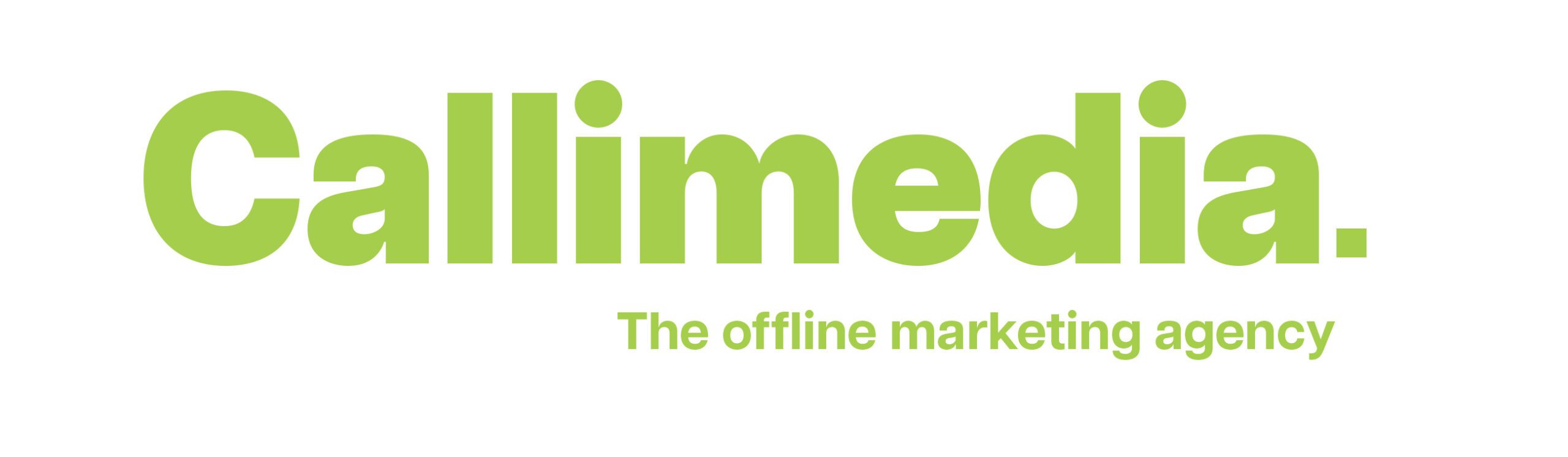 Callimedia. The offline marketing agency logo in a bright lime green colour.